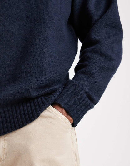 Jack & Jones Original Men fluffy crew neck sweater in navy
