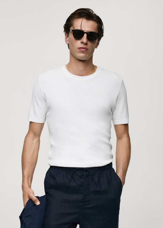 Mango Original Men RIBBED KNIT T-SHIRT 77032538