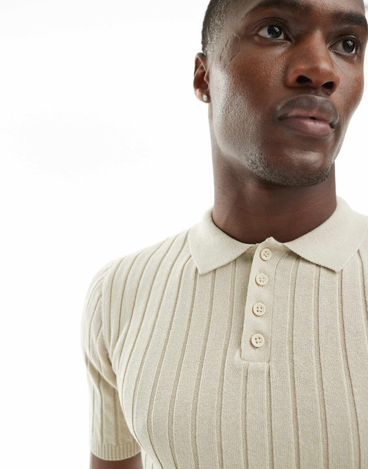 Mango Original Men RIBBED KNIT Polo-SHIRT Slim Fit