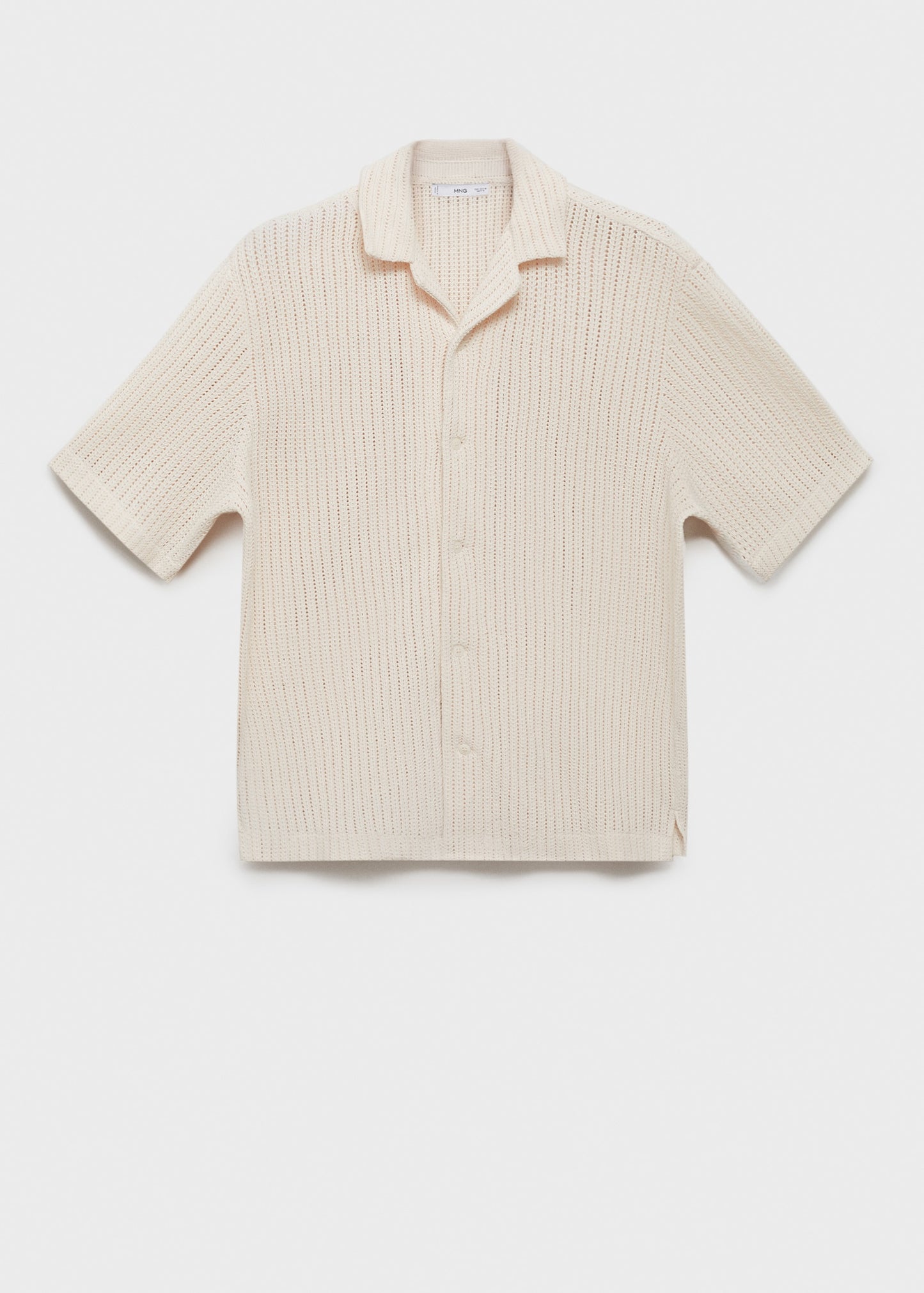 Mango Original Men RIBBED KNIT Polo-SHIRT REGULAR OPENWORK COTTON SHIRT تلبيسة واسع