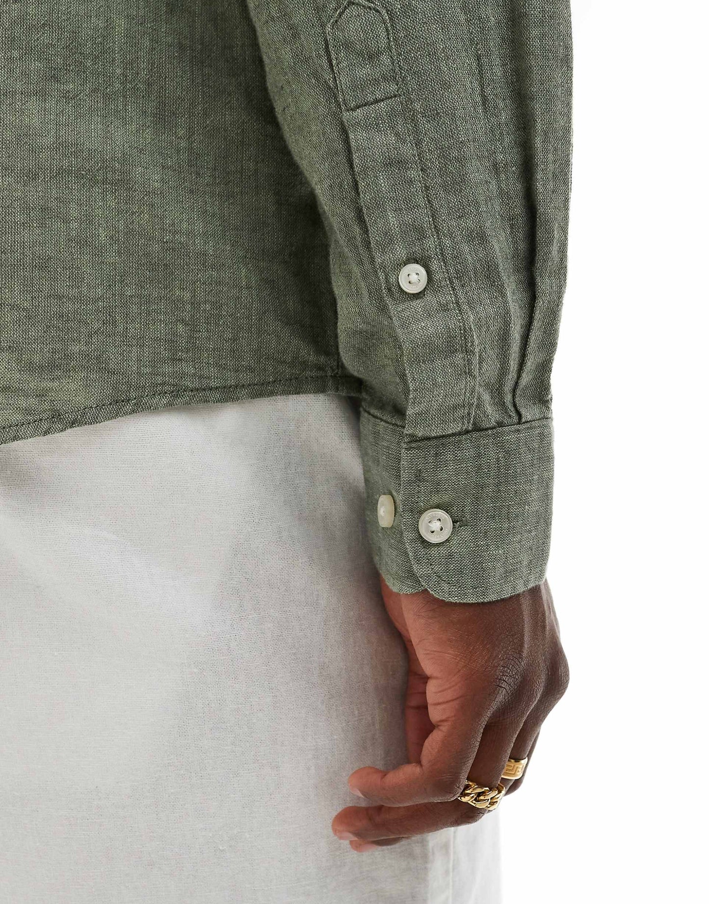 ONLY & SONS Original Men linen mix long sleeve shirt in green