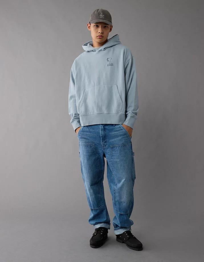 American Eagle Original Men Snoopy Back Graphic Hoodie