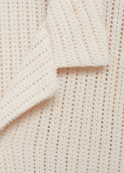 Mango Original Men RIBBED KNIT Polo-SHIRT REGULAR OPENWORK COTTON SHIRT تلبيسة واسع