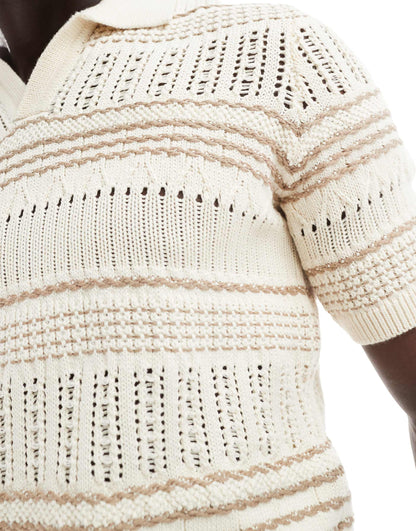 Mango Original Men RIBBED KNIT Polo-SHIRT