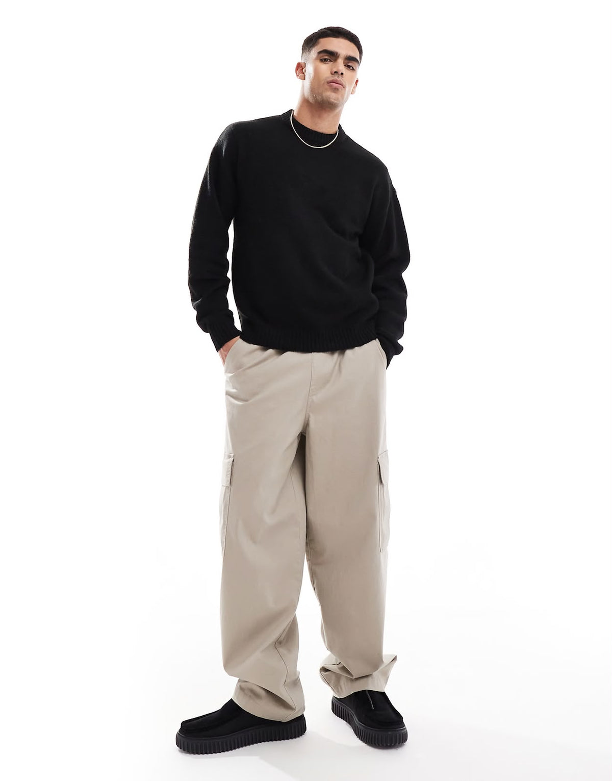 Jack & Jones Original Men fluffy crew neck sweater - Black