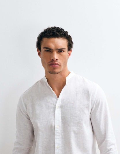ONLY & SONS Original Men linen mix grandad collar shirt