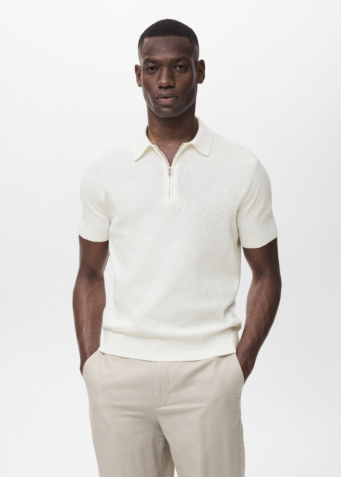 Mango Original Men RIBBED KNIT Polo-SHIRT 87037899