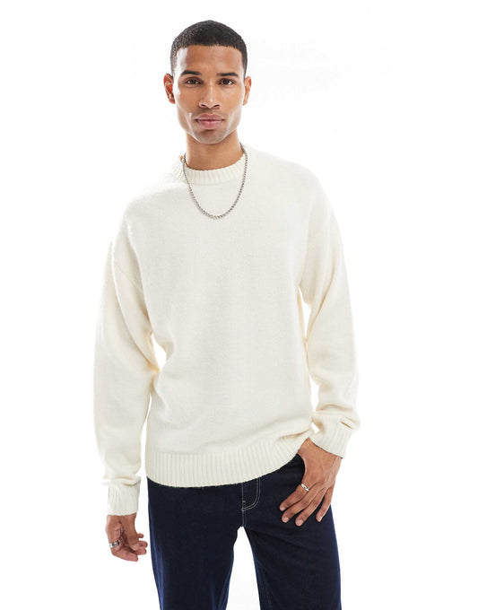 Jack & Jones Original Men fluffy crew neck sweater - Cream
