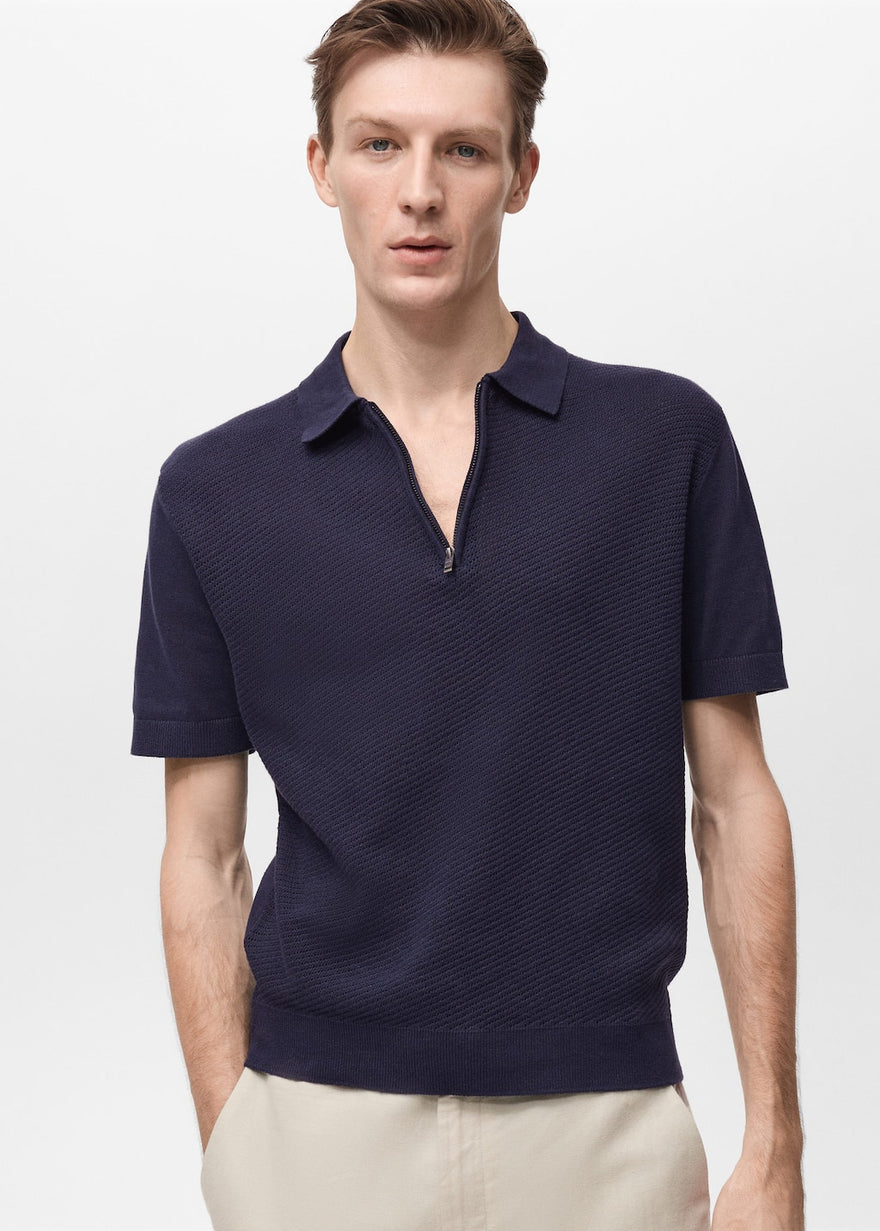 Mango Original Men RIBBED KNIT Polo-SHIRT 87037899