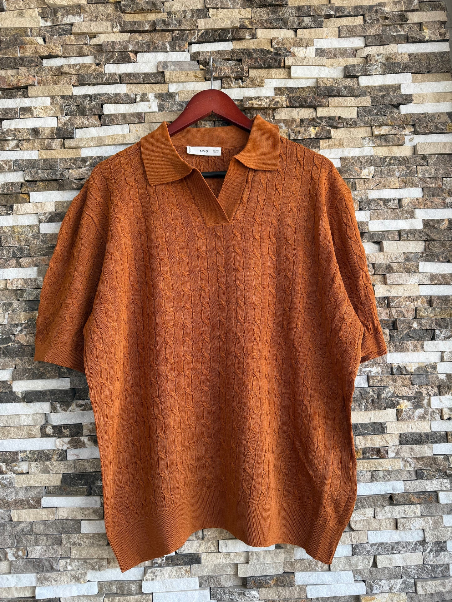 Mango Original Men RIBBED KNIT Polo-SHIRT Oversized