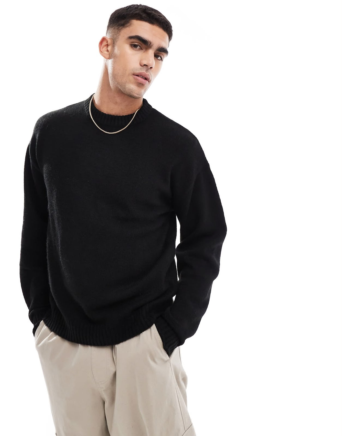 Jack & Jones Original Men fluffy crew neck sweater - Black