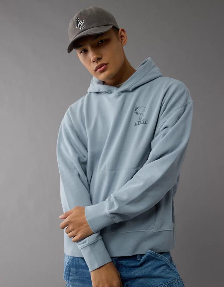 American Eagle Original Men Snoopy Back Graphic Hoodie