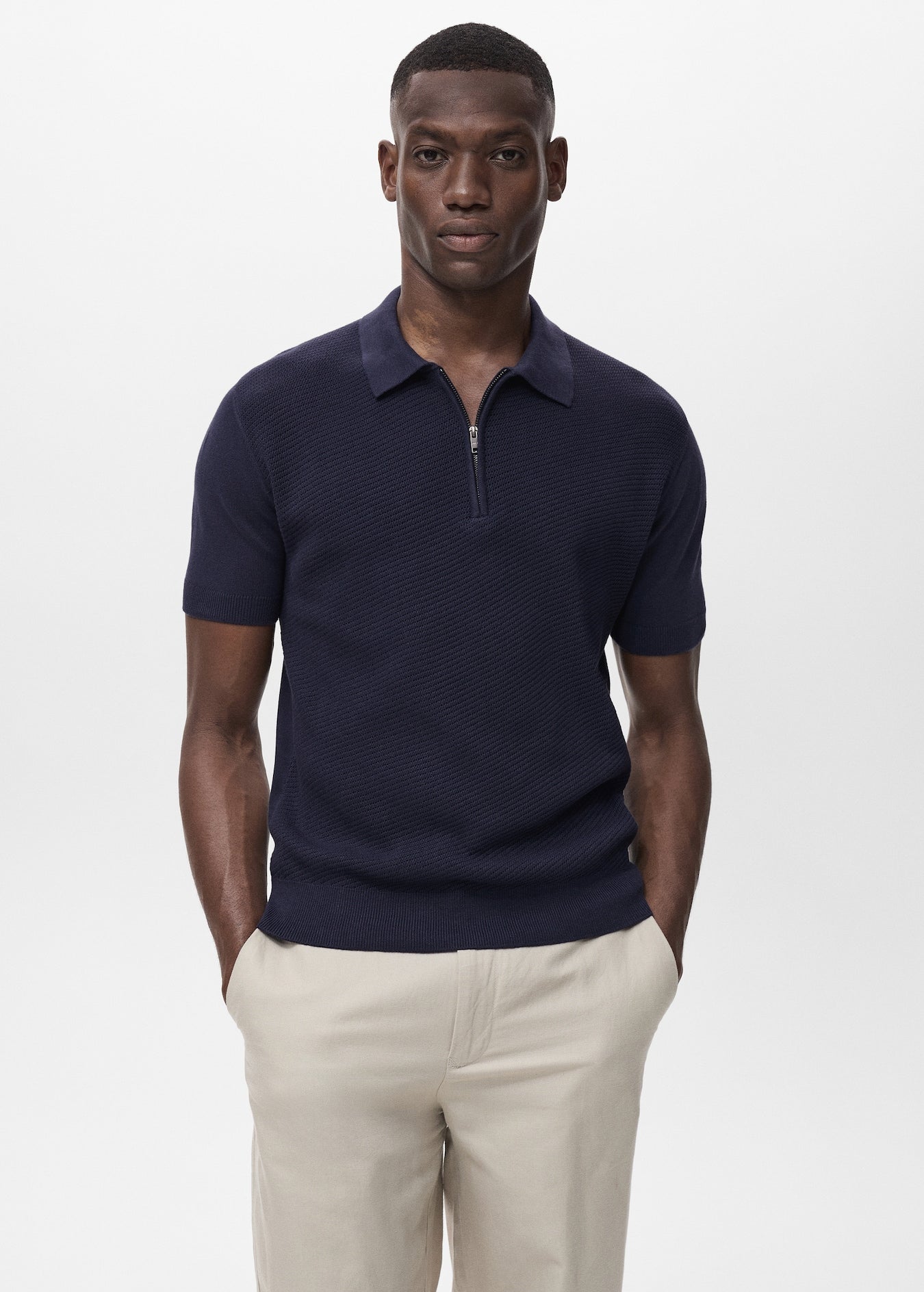 Mango Original Men RIBBED KNIT Polo-SHIRT 87037899