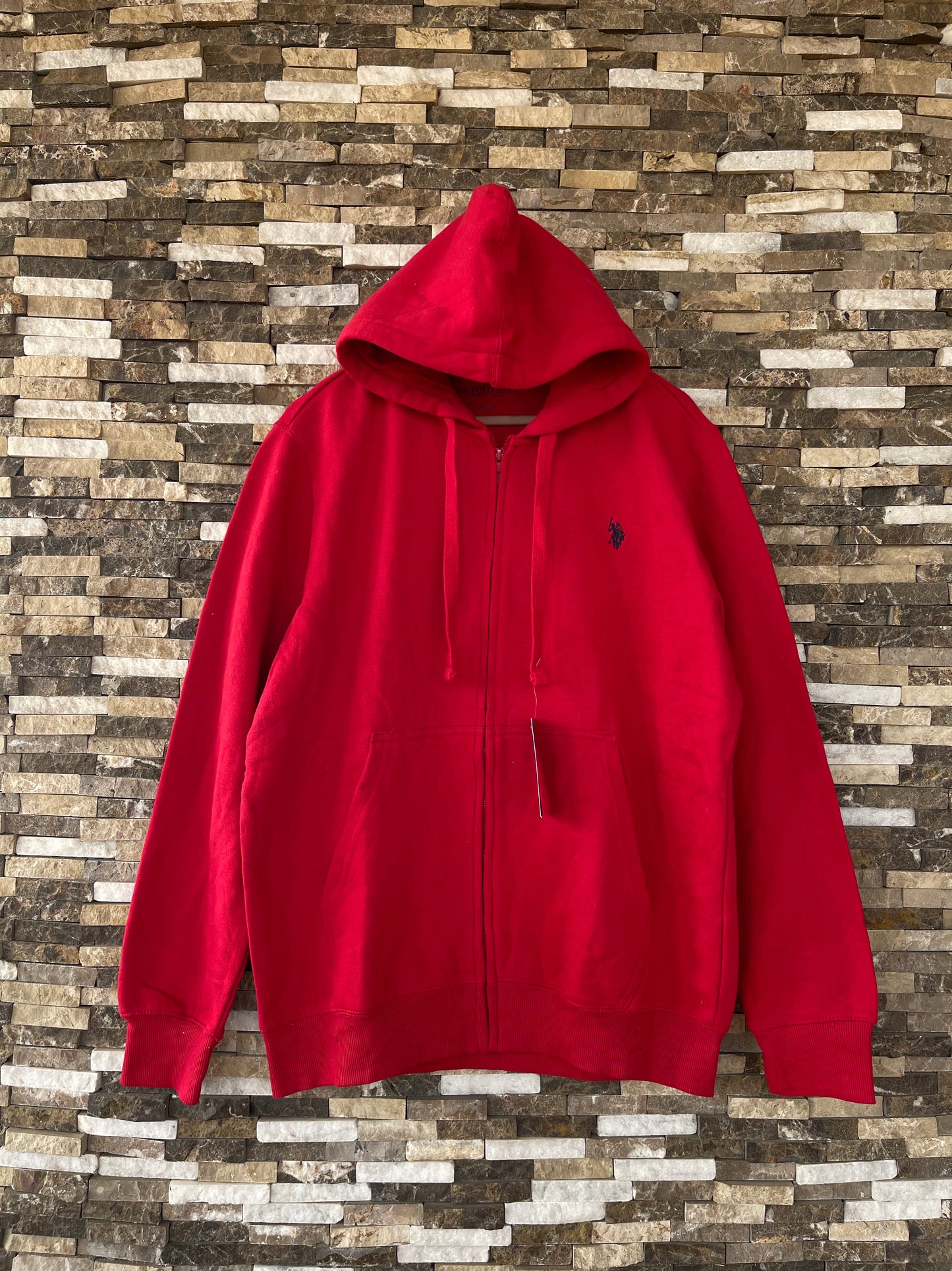 US Polo Assn Original Men Zip-Up Hoodie in Red