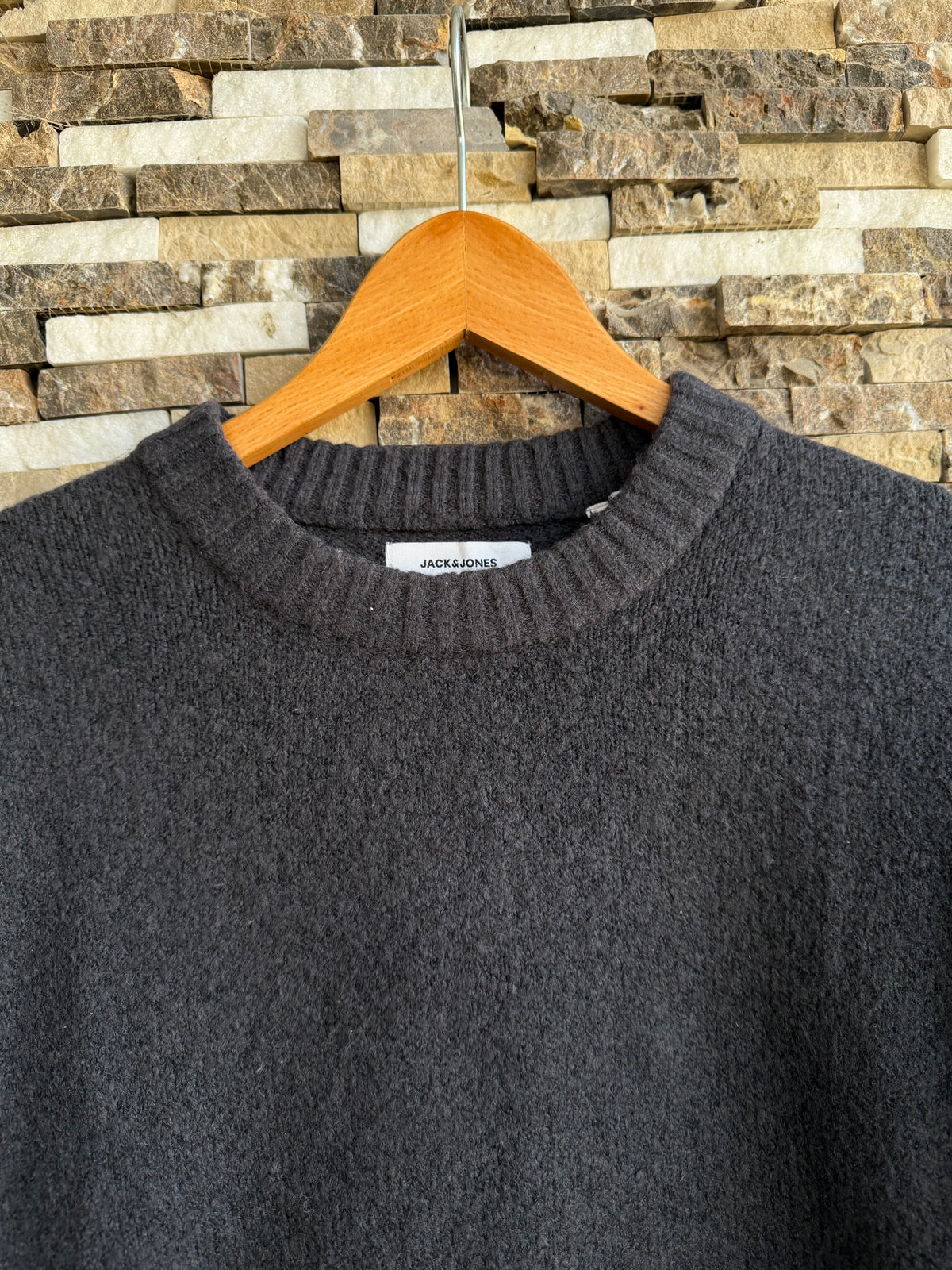Jack & Jones Original Men fluffy crew neck sweater - Anthracite