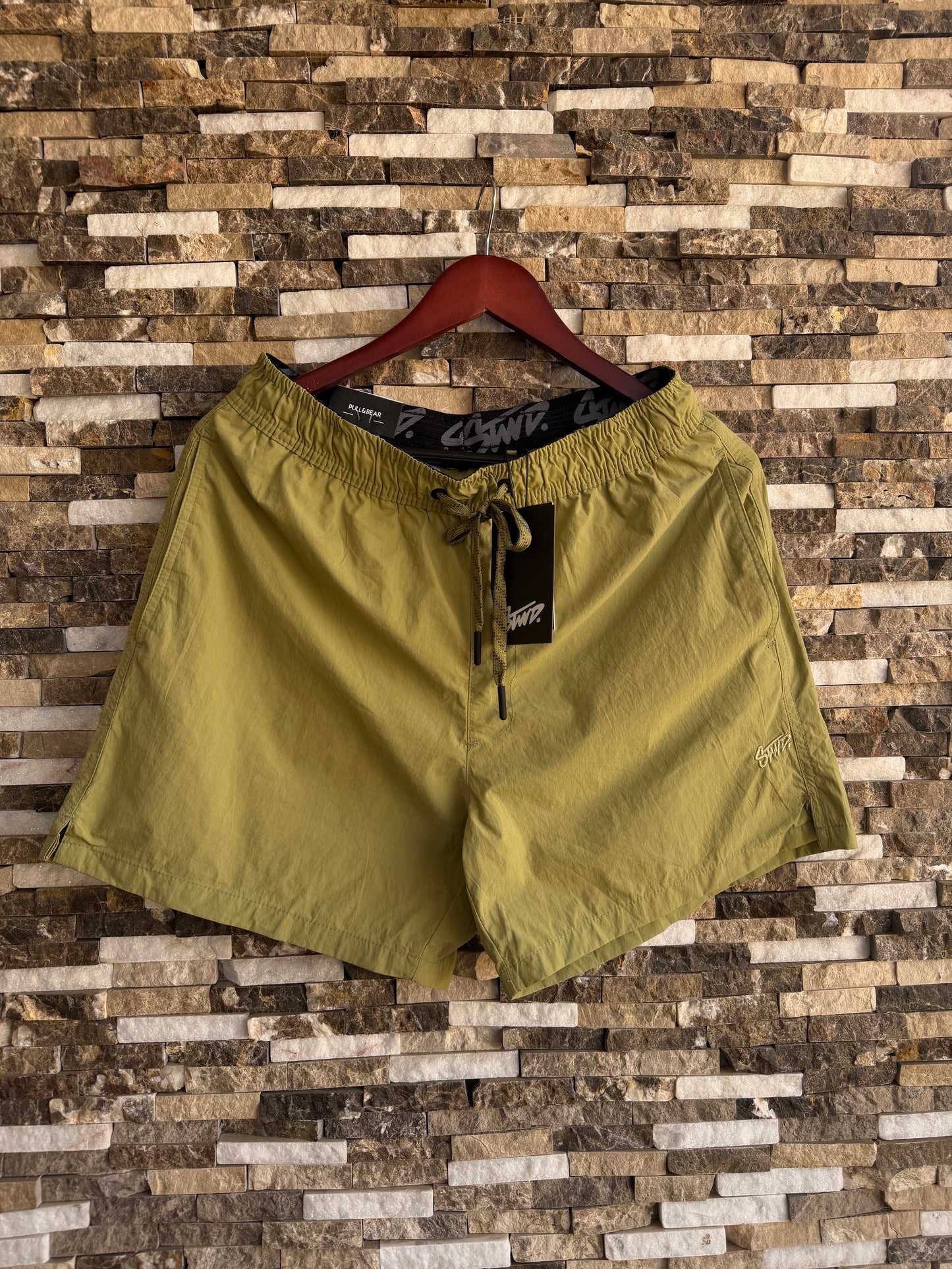 Stwd ( PULL&BEAR) Original Men Swimsuit In Olive 115