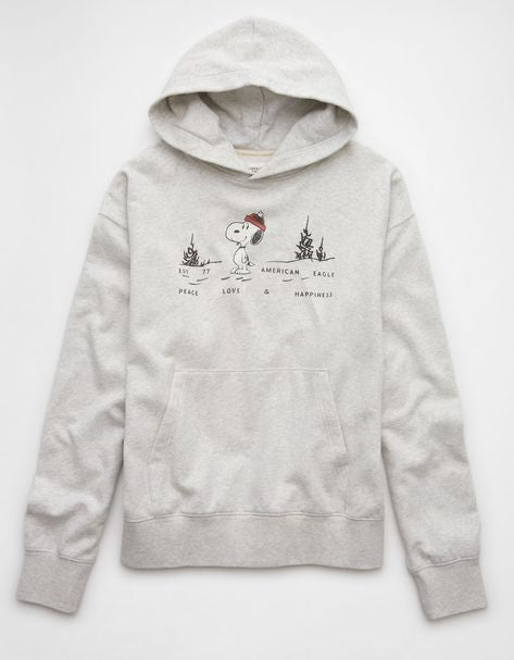 American Eagle Original Men Snoopy Winter Graphic Hoodie