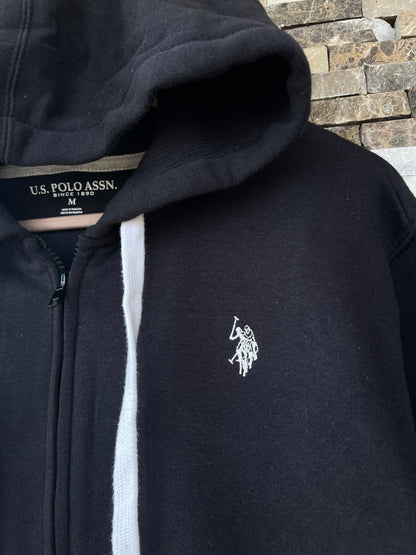 US Polo Assn Original Men Zip-Up Hoodie in Black