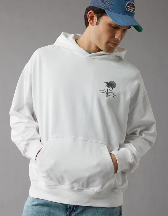 American Eagle Original Men Palm Tree Graphic Hoodie