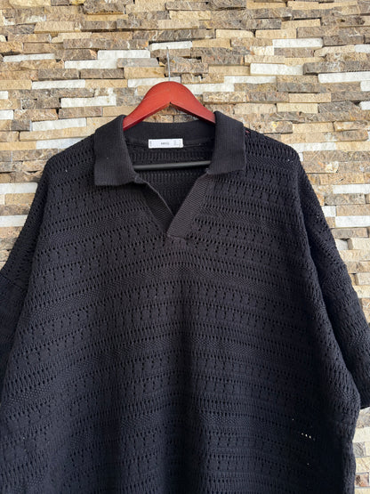 Mango Original Men RIBBED KNIT Polo-SHIRT Oversized