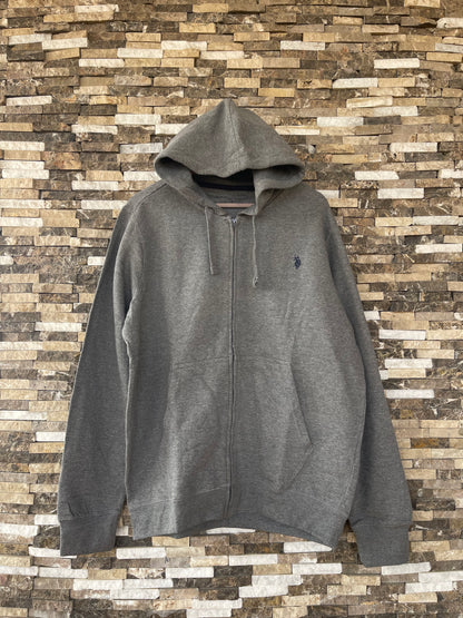 US Polo Assn Original Men Zip-Up Hoodie in Dark Grey