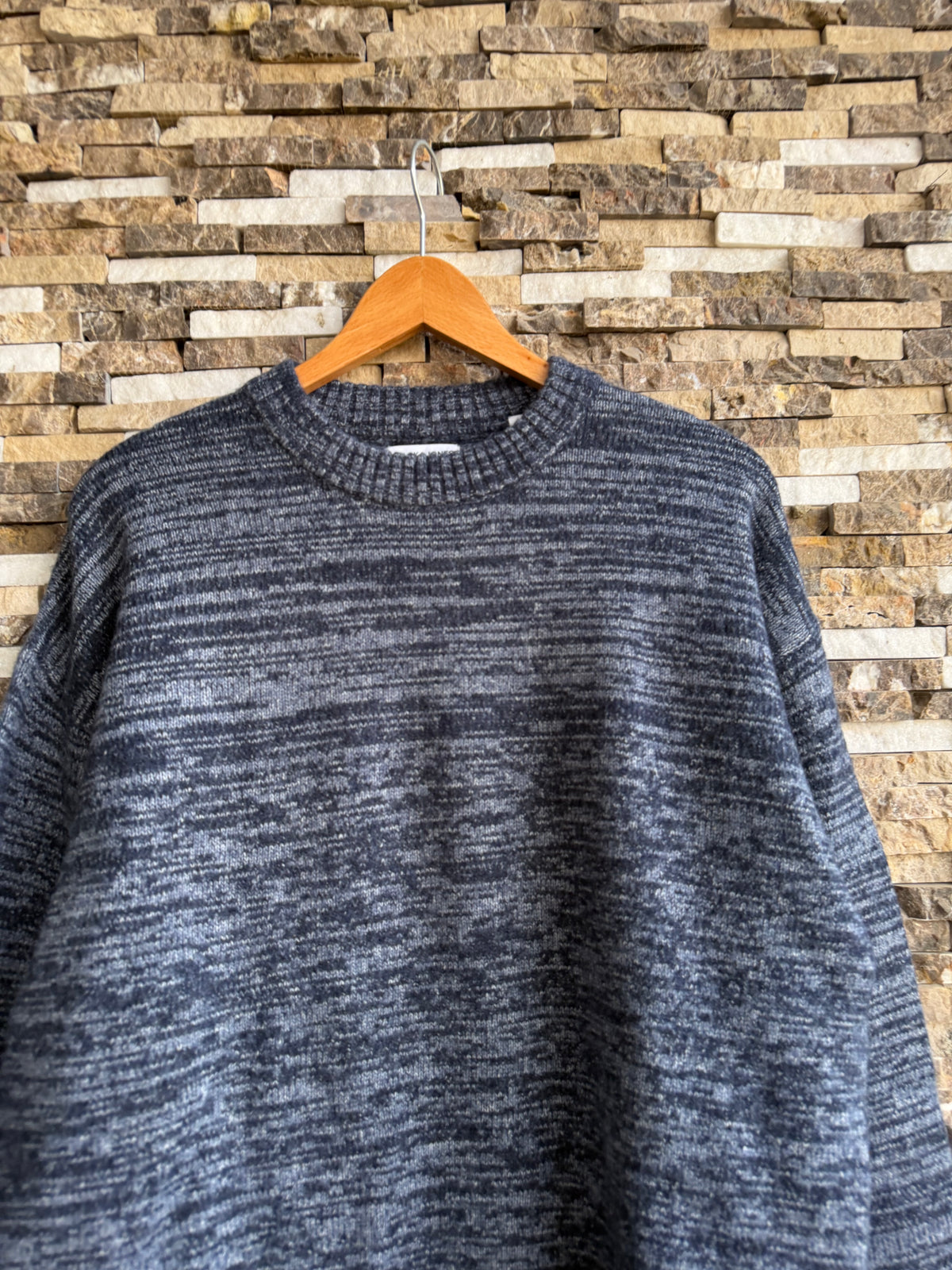 Jack & Jones Original Men fluffy crew neck sweater - Navy Melange