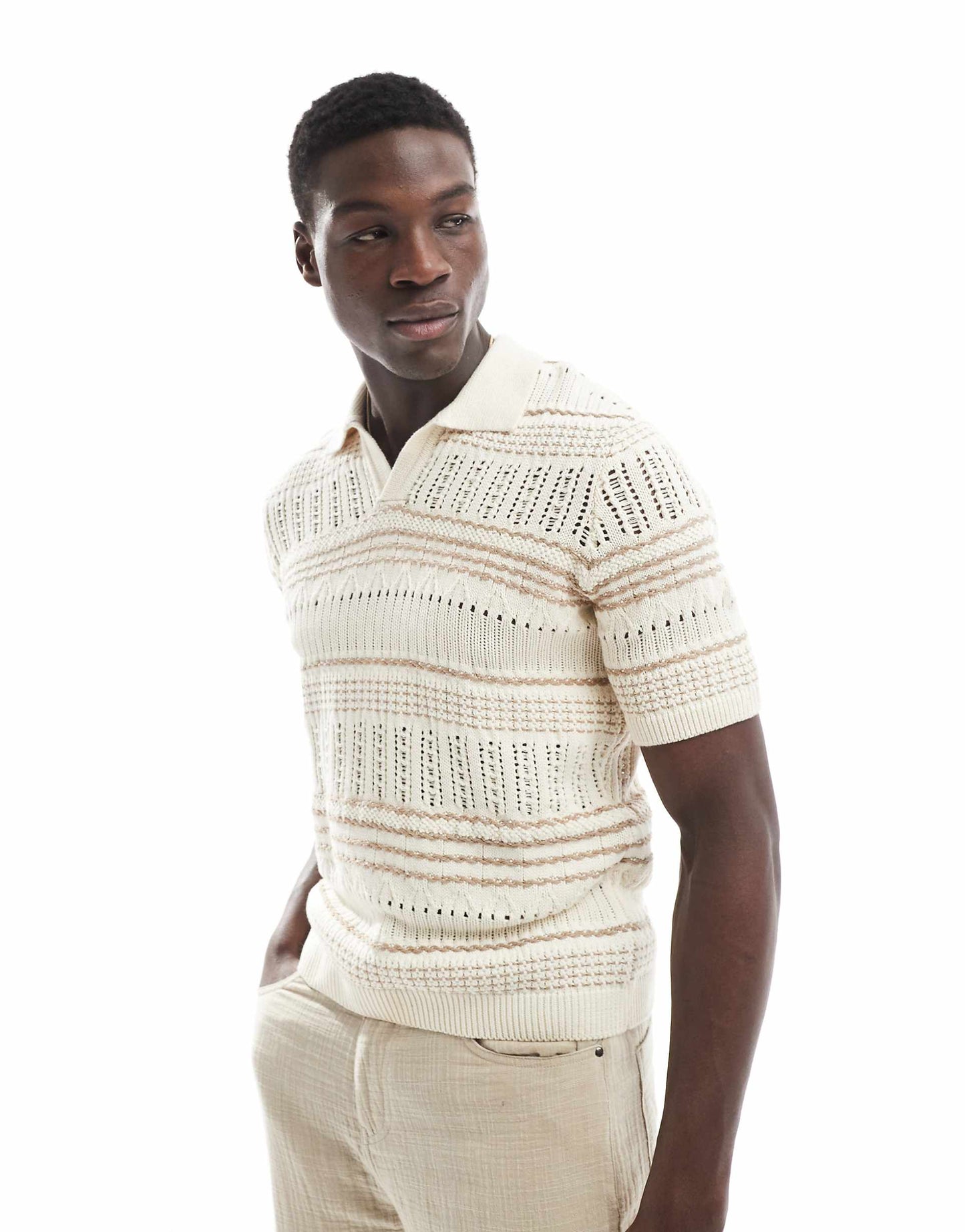 Mango Original Men RIBBED KNIT Polo-SHIRT