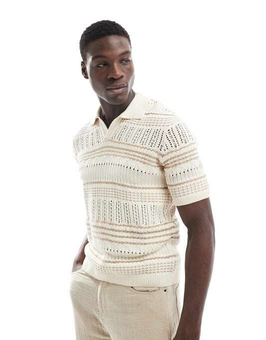 Mango Original Men RIBBED KNIT Polo-SHIRT