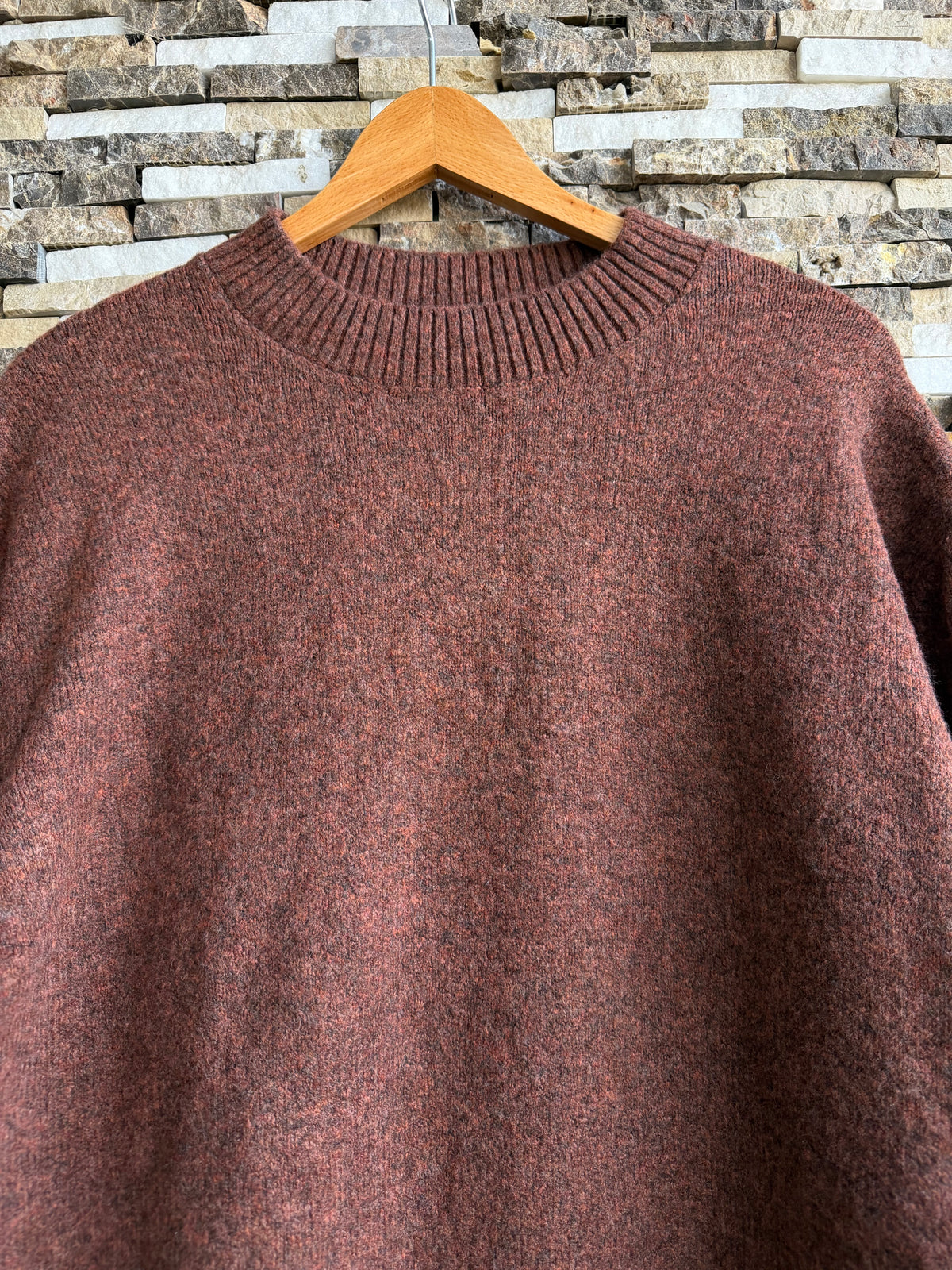 Jack & Jones Original Men fluffy crew neck sweater - Rust