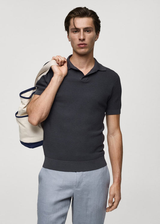 Mango Original Men RIBBED KNIT Polo-SHIRT 77062537