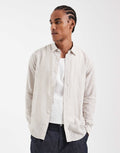 ONLY & SONS Original Men linen mix long sleeve shirt in Stripe Beige