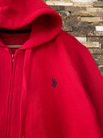 US Polo Assn Original Men Zip-Up Hoodie in Red