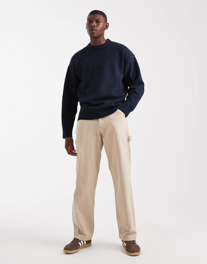 Jack & Jones Original Men fluffy crew neck sweater in navy