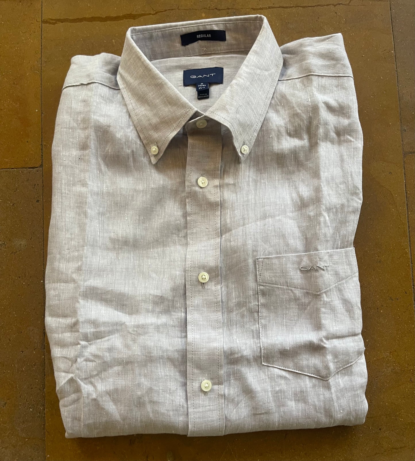 GANT ORIGINAL MEN SHORT SLEEVE SHIRT تلبيسة واسع مقاس linen