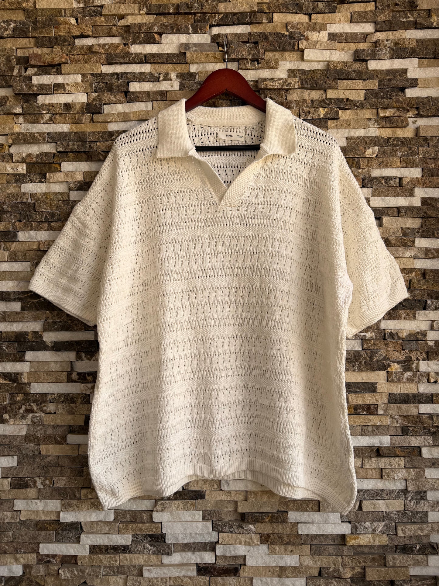 Mango Original Men RIBBED KNIT Polo-SHIRT Oversized