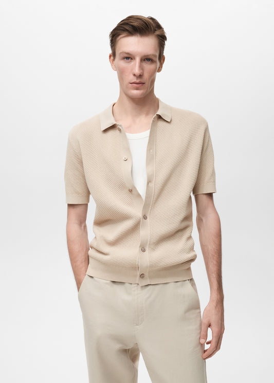 Mango Original Men RIBBED KNIT Polo-SHIRT 87077897