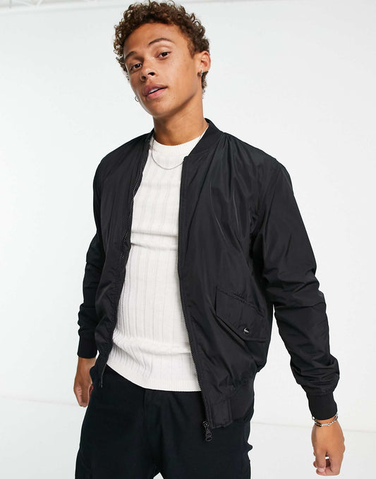 Pull&Bear Light weight bomber Men jacket in black