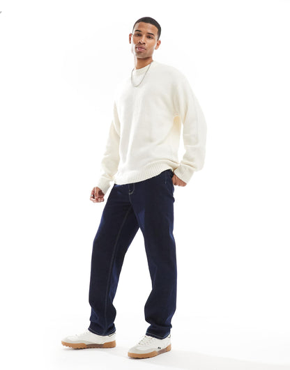 Jack & Jones Original Men fluffy crew neck sweater in Cream