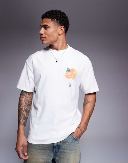Hugo Boss Original 💯 Men In White oversized Boxy Fit تلبيس اكبر مقاسين ⚠️