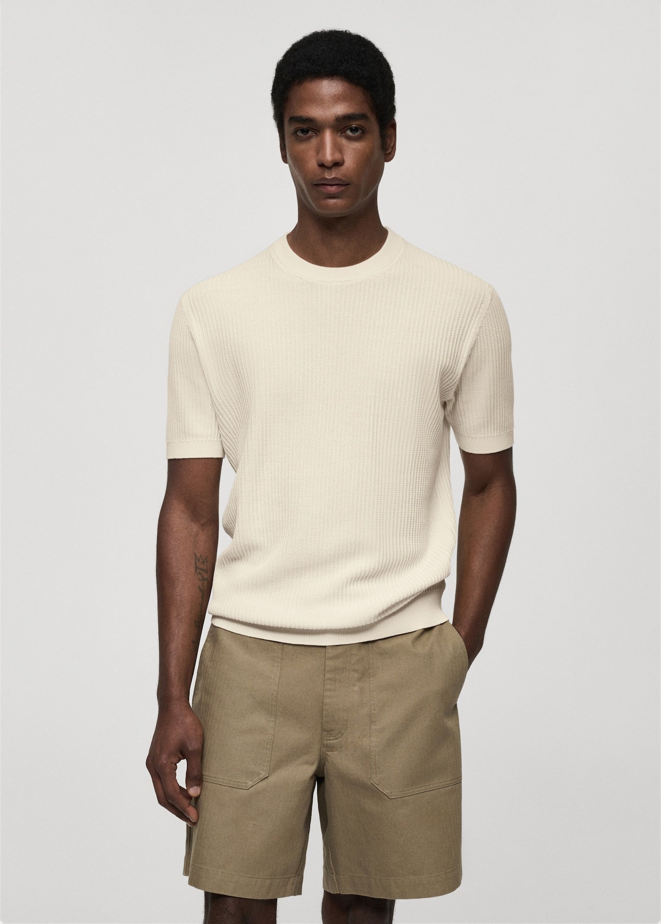 Mango Original Men RIBBED KNIT T-SHIRT 77060584