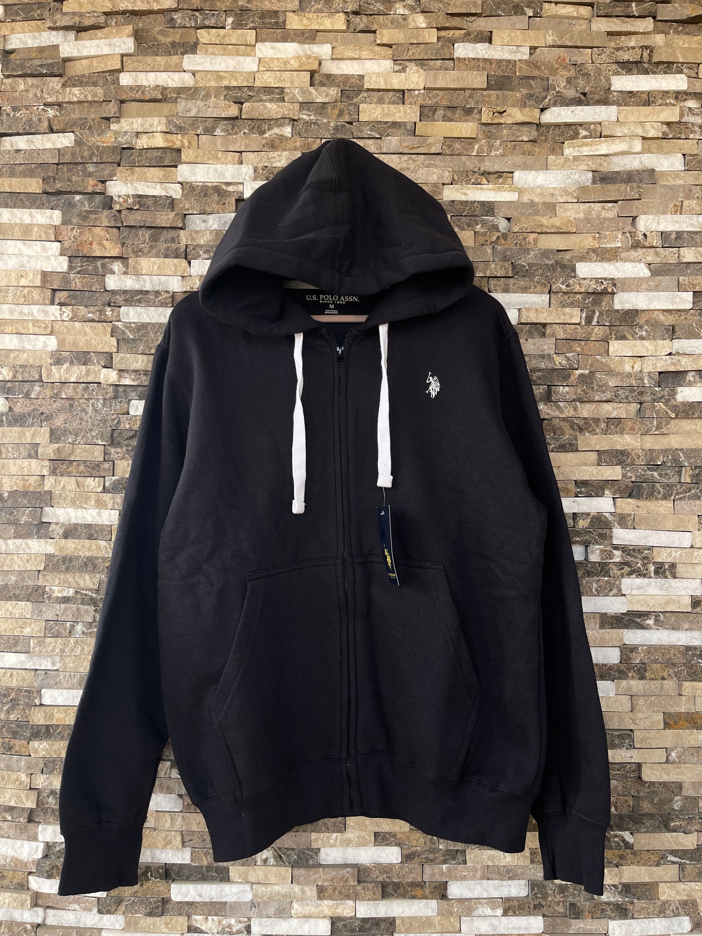 US Polo Assn Original Men Zip-Up Hoodie in Black