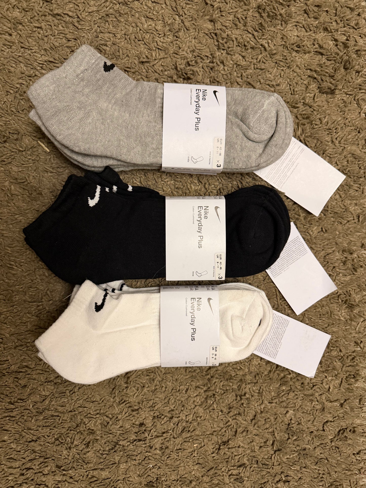 Unisex Nike Original Everyday Cushioned No-Show Socks 3-Pair