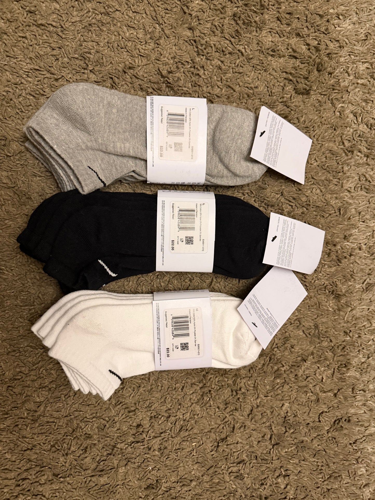 Unisex Nike Original Everyday Cushioned No-Show Socks 3-Pair