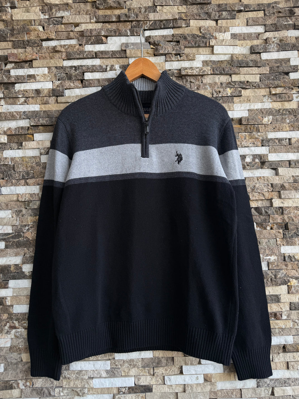 U.S. Polo Assn. Original Men Striped Half-Zip Knit Sweater