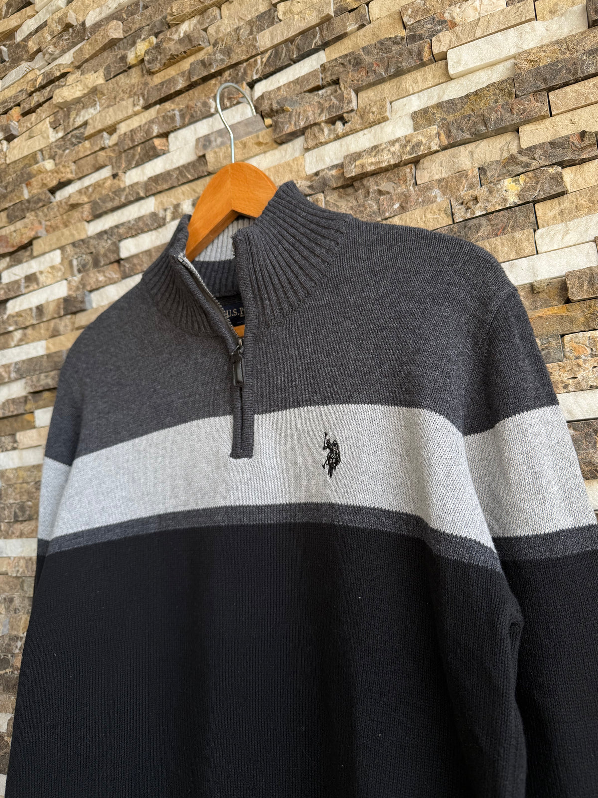 U.S. Polo Assn. Original Men Striped Half-Zip Knit Sweater