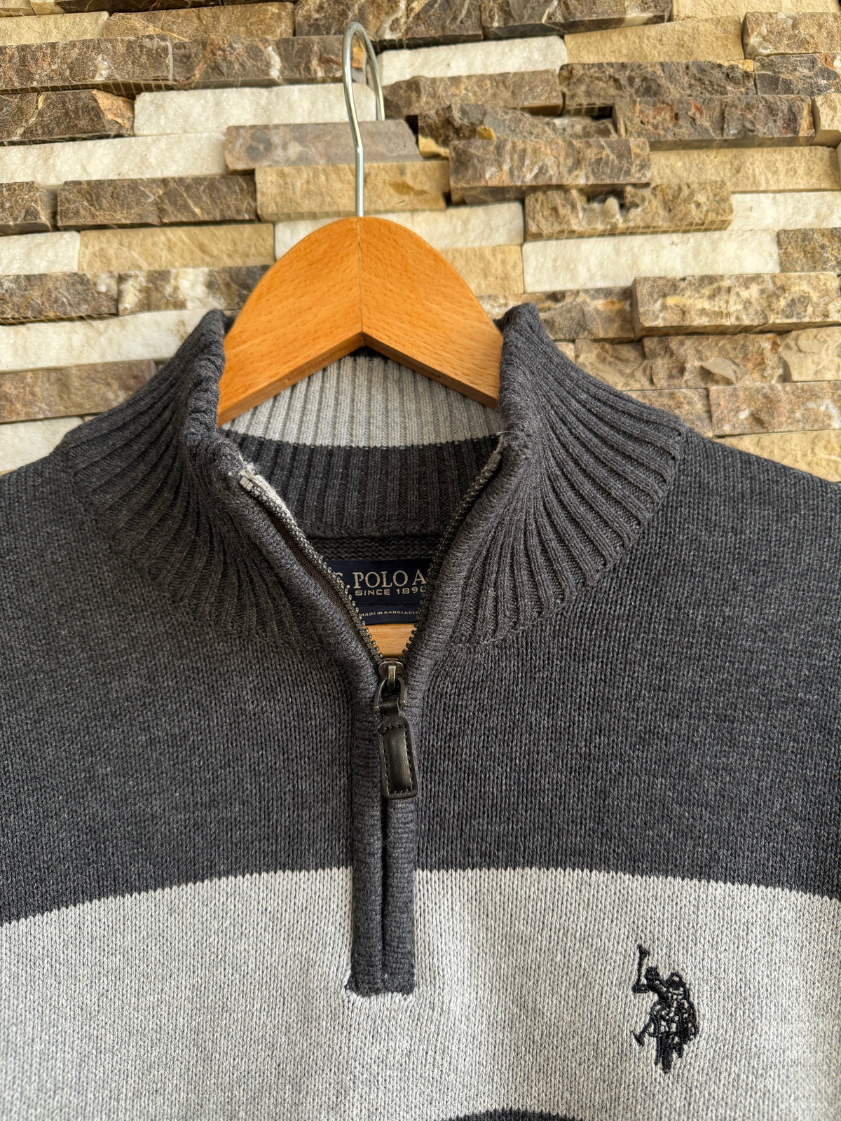 U.S. Polo Assn. Original Men Striped Half-Zip Knit Sweater