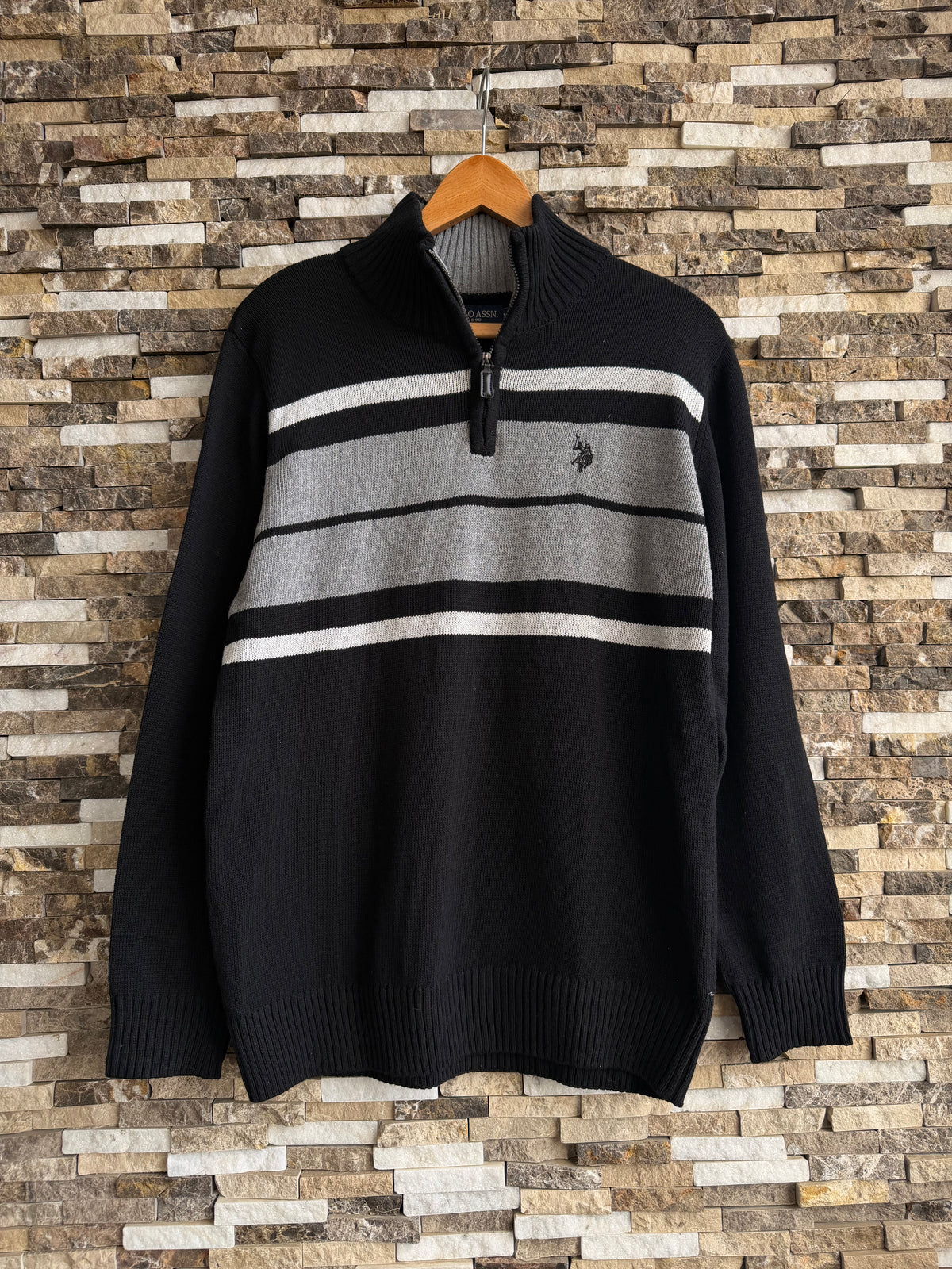 U.S. Polo Assn. Original Men Striped Half-Zip Knit Sweater
