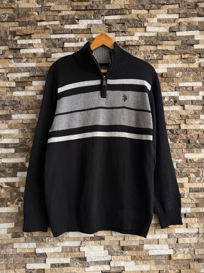 U.S. Polo Assn. Original Men Striped Half-Zip Knit Sweater