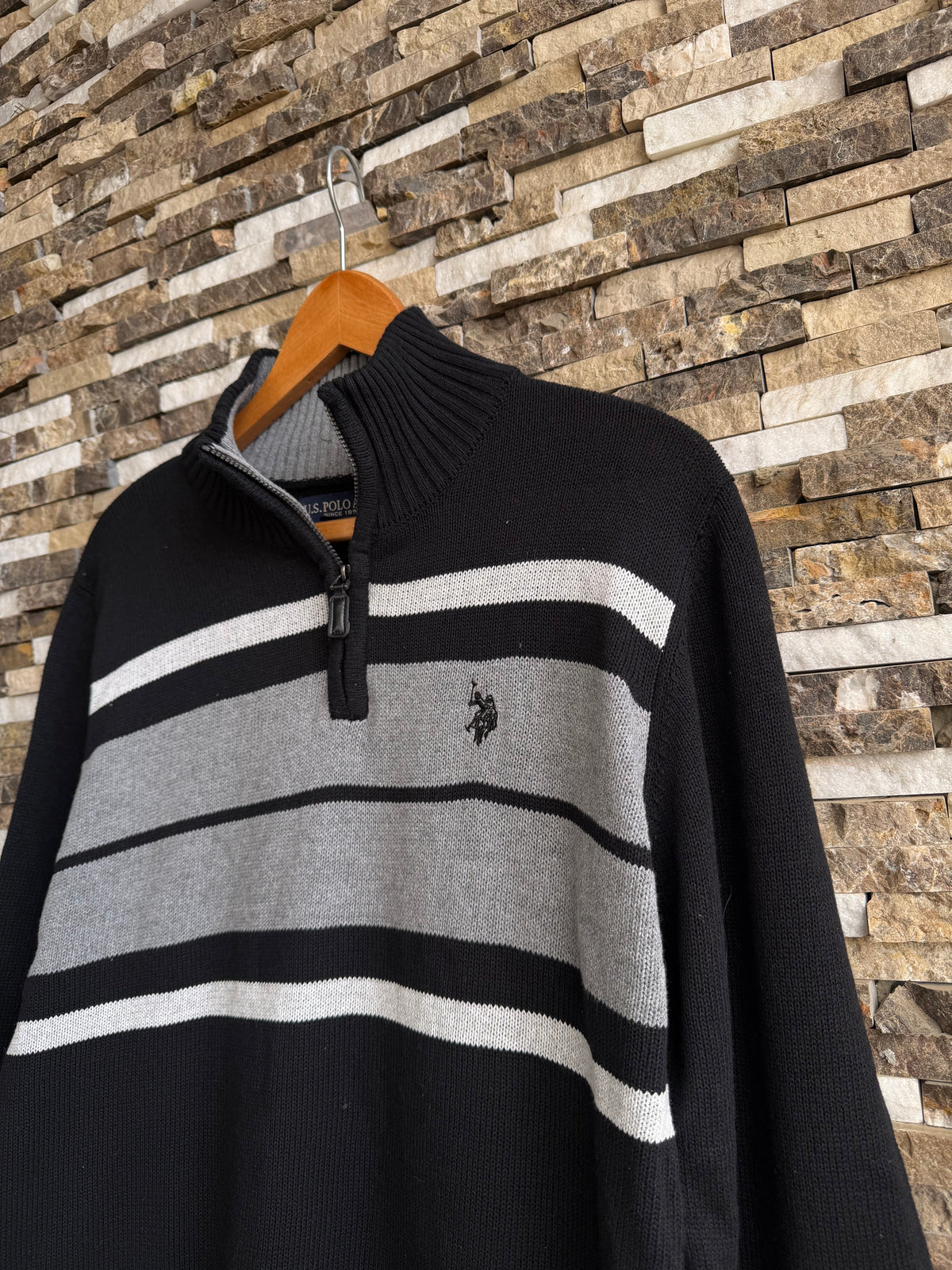 U.S. Polo Assn. Original Men Striped Half-Zip Knit Sweater