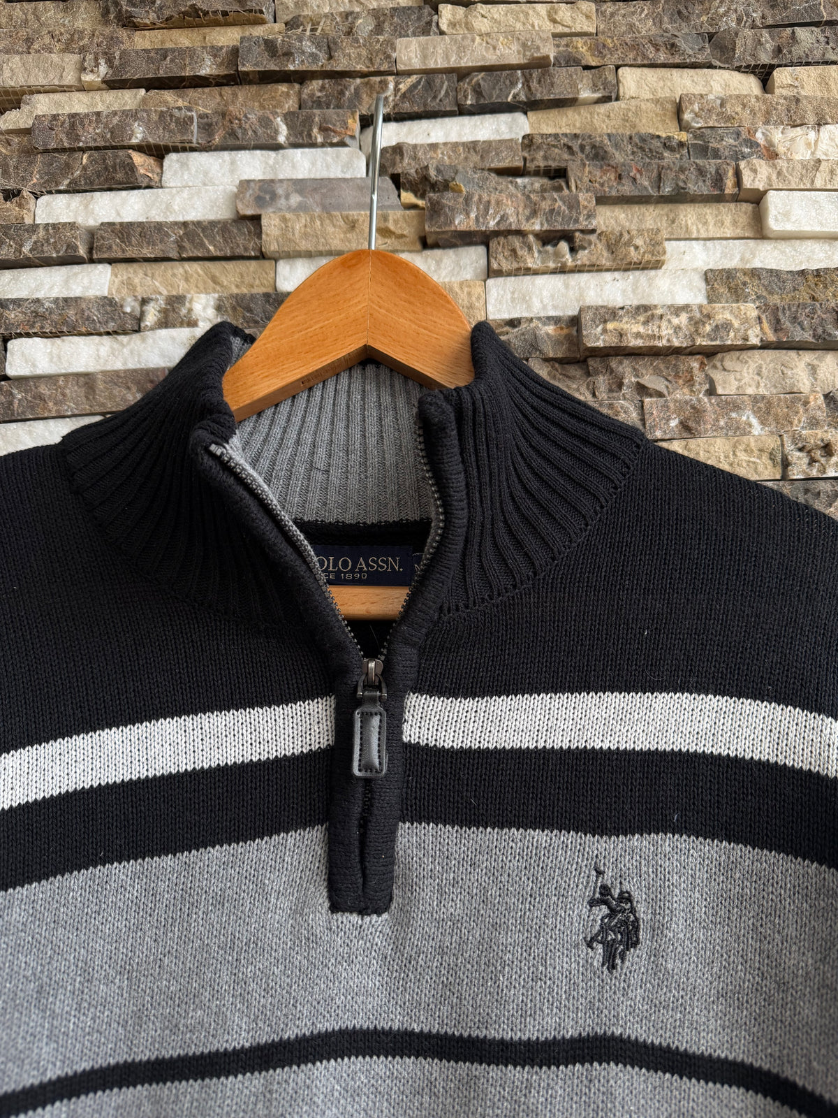 U.S. Polo Assn. Original Men Striped Half-Zip Knit Sweater